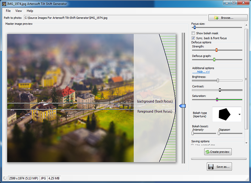 Click to view Artensoft Tilt Shift Generator 1.0 screenshot
